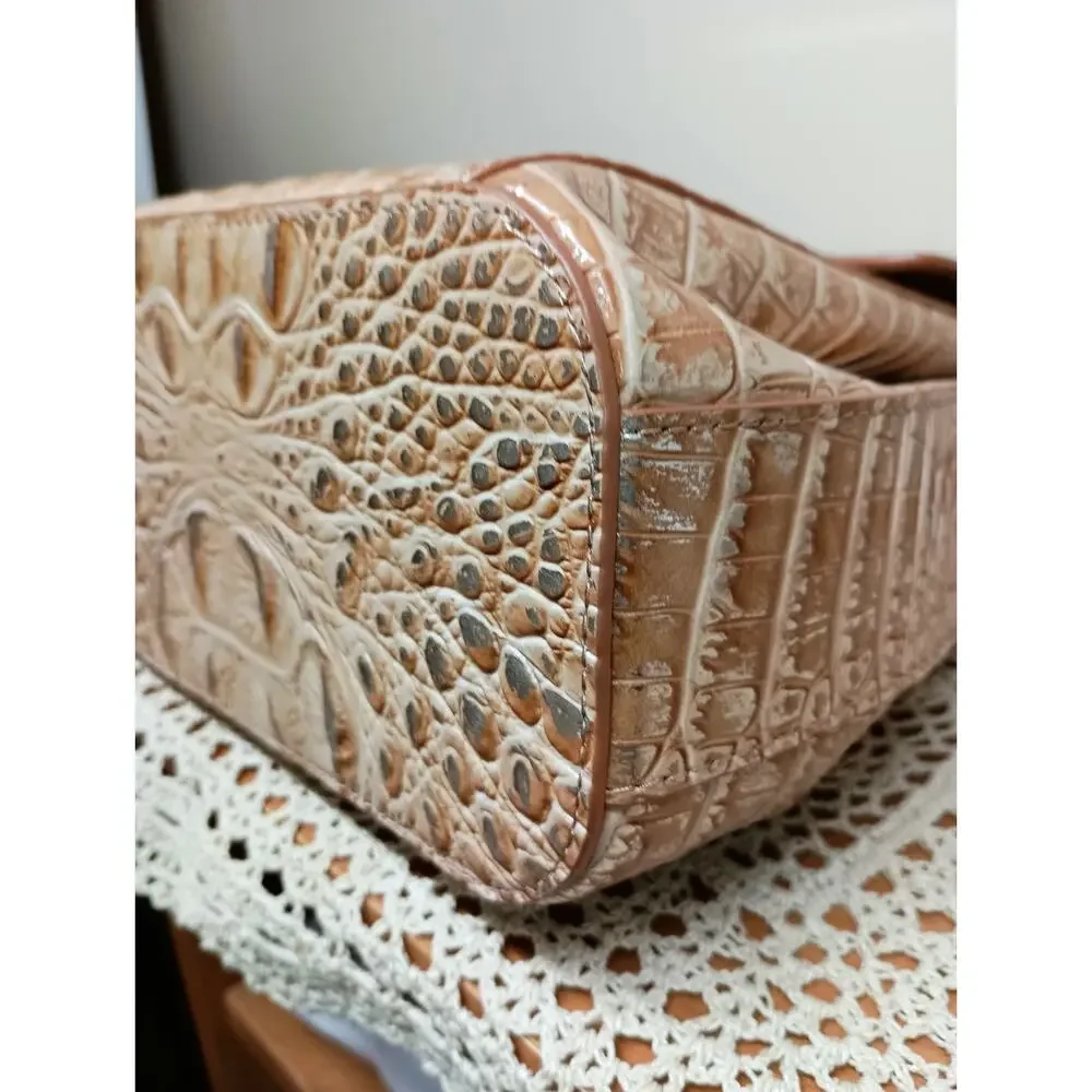 NWOT Brahmin Margo Crossbody Bag Croc Waterfall Honey Brown